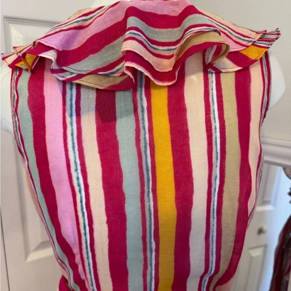 Lauren Ralph NWTS Multi Pink Sleeveless Ruffle Wrap Top Deep Vneck Size Small - Picture 9 of 12